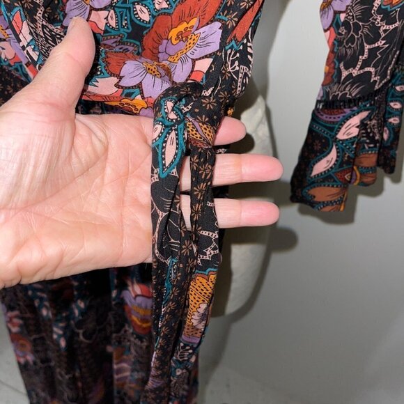 JAASE Maxi Wrap Dress Size Medium Purple Haze Multicolor Bohemian Floral Rayon - Picture 11 of 15